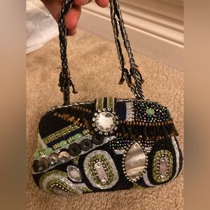 Embellished Black Beaded Women's Bag